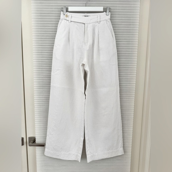 Madewell Harlow Wide-Leg Pant in 100% Linen Size 00 in Eyelet White - Picture 5 of 16